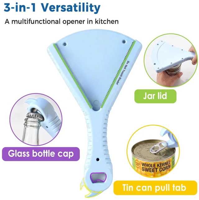 Alt view image 2 of 7 - 3-in-1 Multi Function Jar Opener, for Seniors, Weak Hands, Arthritis | non-slip, ergonomic handheld effortless opener, fits most lids, ABS body with hardened steel, suit for limited strength