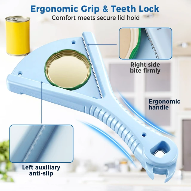 Alt view image 5 of 7 - 3-in-1 Multi Function Jar Opener, for Seniors, Weak Hands, Arthritis | non-slip, ergonomic handheld effortless opener, fits most lids, ABS body with hardened steel, suit for limited strength
