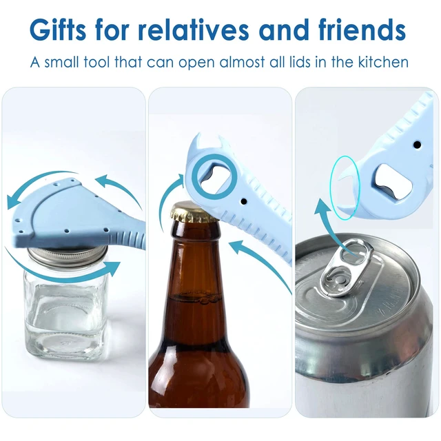 Alt view image 7 of 7 - 3-in-1 Multi Function Jar Opener, for Seniors, Weak Hands, Arthritis | non-slip, ergonomic handheld effortless opener, fits most lids, ABS body with hardened steel, suit for limited strength