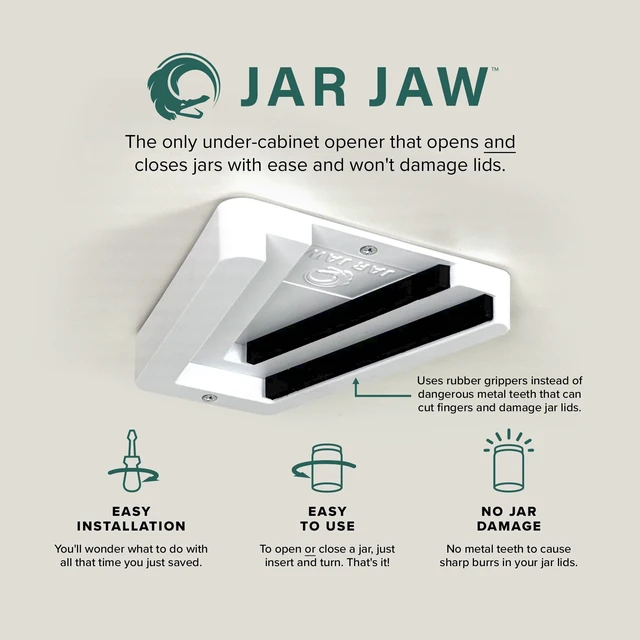 Alt view image 3 of 7 - Jar Opener | Under Cabinet Jar Opener & Jar Closer for Weak Hands, Seniors, Arthritis, & One-Handed Use | Effortless Grip Jar, Bottle & Lid Opener | Kitchen Gadget Gift | Made in USA