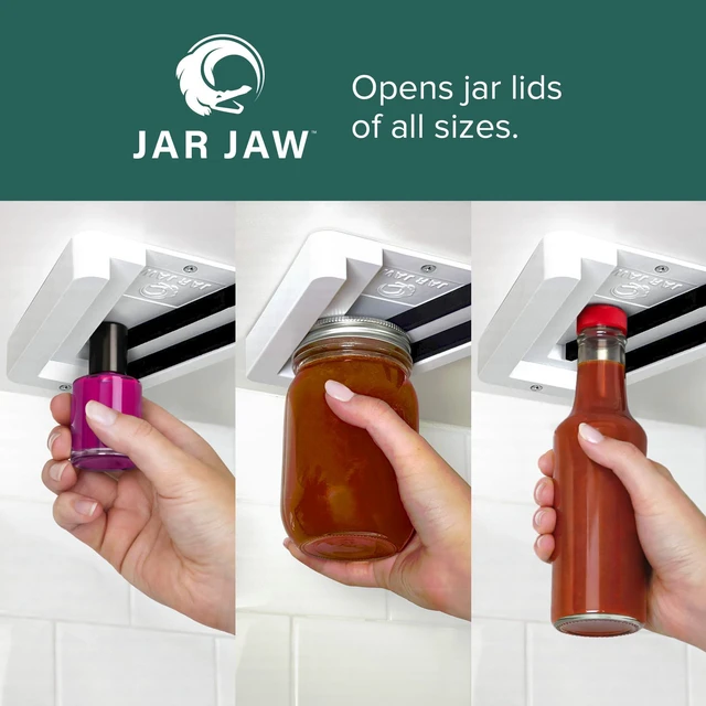 Alt view image 5 of 7 - Jar Opener | Under Cabinet Jar Opener & Jar Closer for Weak Hands, Seniors, Arthritis, & One-Handed Use | Effortless Grip Jar, Bottle & Lid Opener | Kitchen Gadget Gift | Made in USA