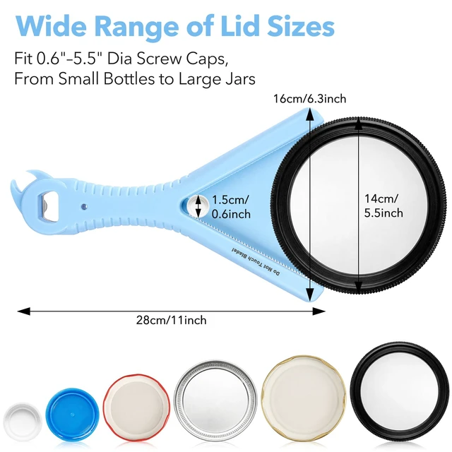 Alt view image 6 of 7 - Jar Bottle Opener for Seniors Weak Hands or Arthritis, 3-In-1 for Twist-on Lid, Water Bottle, Pull-Tab Can, Easy Grip 0.6-5.5 Inch Cap No Slip, Medicine Opener Office RV Travel, Elderly Caregiver Aid