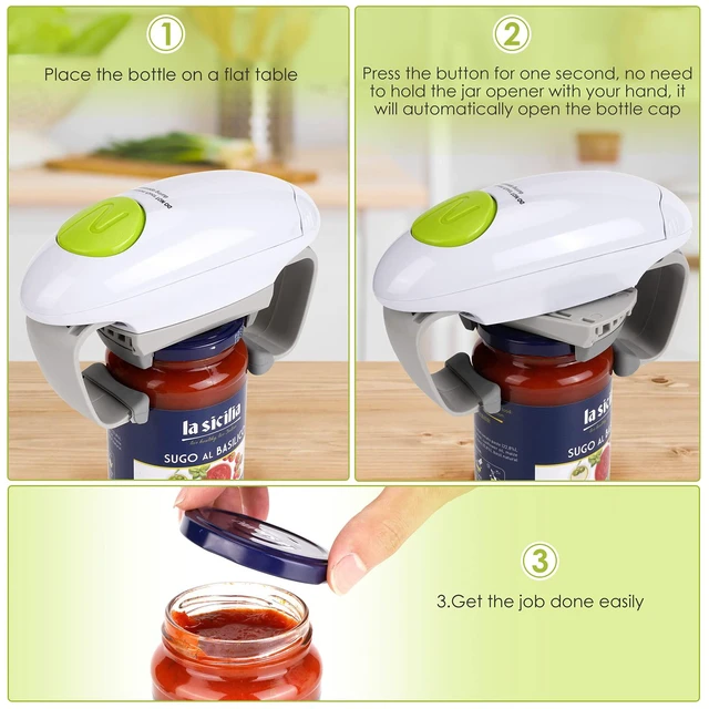 Alt view image 2 of 6 - Electric Jar Opener, Kitchen Gadget Strong Tough Automatic Jar Opener For New Sealed Jars,The Hands Free Jar Opener with Less Effort to Open (White)