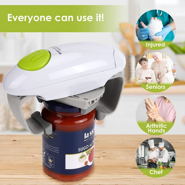 Alt view image 3 of 6 - Electric Jar Opener, Kitchen Gadget Strong Tough Automatic Jar Opener For New Sealed Jars,The Hands Free Jar Opener with Less Effort to Open (White)