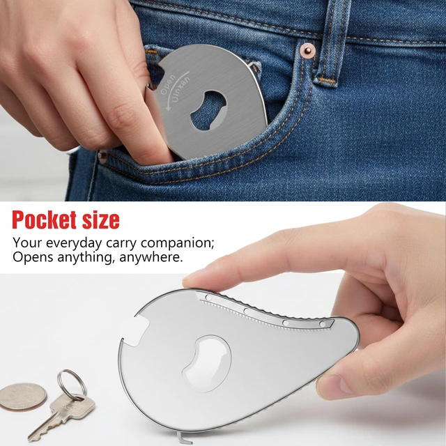 Alt view image 6 of 7 - Multifunction Bottle Opener-Ideal for Weak Hands & Seniors Arthritis | 5 in 1 for Small Jar Lid (0.6"-2.7") , Water, Beer, Can Tab, Vacuum Seals, Stainless Steel Portable Caps Remover Tool(Silver)