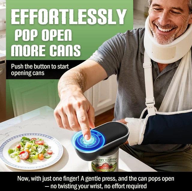 Alt view image 2 of 7 - Rechargeable Electric Can Opener, Automatic Hands Free, Black | One Touch, Smooth Edge Side Cut, Minimal Effort, Fits Most Cans