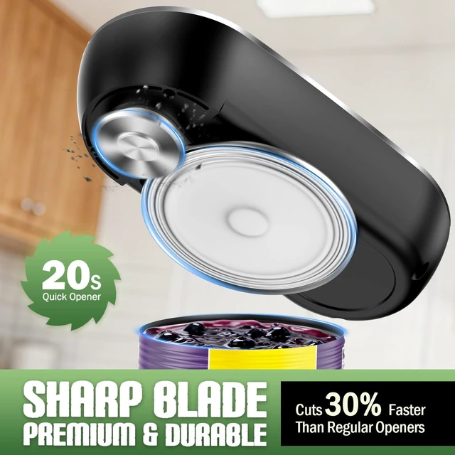 Alt view image 3 of 7 - Rechargeable Electric Can Opener, Automatic Hands Free, Black | One Touch, Smooth Edge Side Cut, Minimal Effort, Fits Most Cans