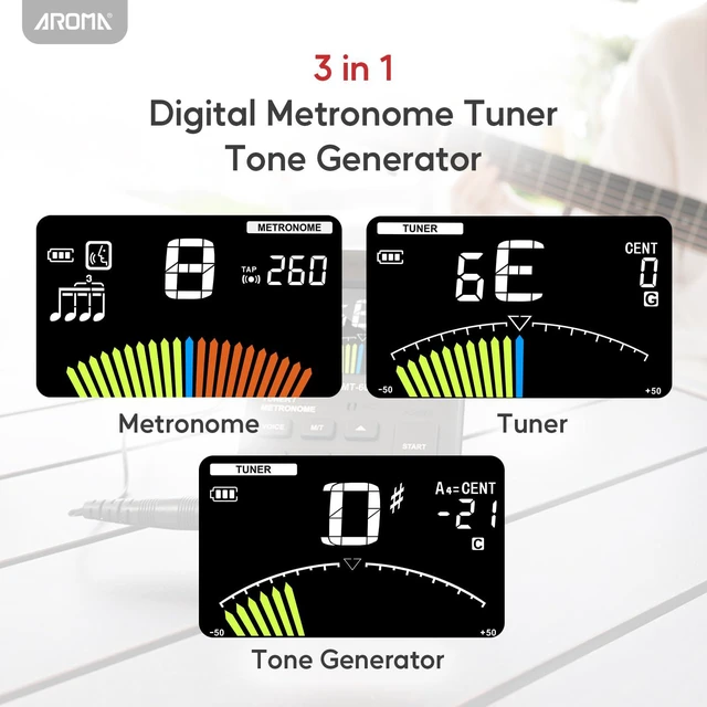 Alt view image 2 of 7 - Digital Metronome Tuner Rechargeable for All Instruments with Guitar Bass Violin Ukulele Chromatic and Wind Instruments Tuning Modes