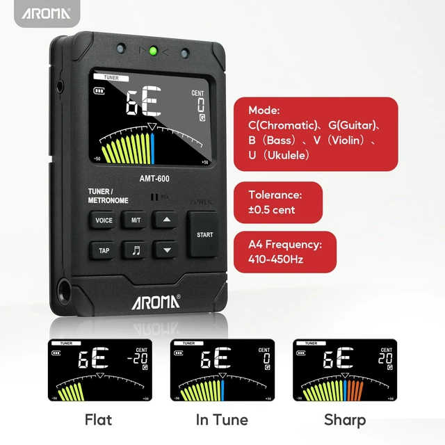 Alt view image 4 of 7 - Digital Metronome Tuner Rechargeable for All Instruments with Guitar Bass Violin Ukulele Chromatic and Wind Instruments Tuning Modes