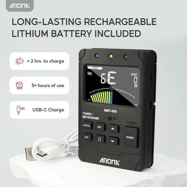 Alt view image 7 of 7 - Digital Metronome Tuner Rechargeable for All Instruments with Guitar Bass Violin Ukulele Chromatic and Wind Instruments Tuning Modes