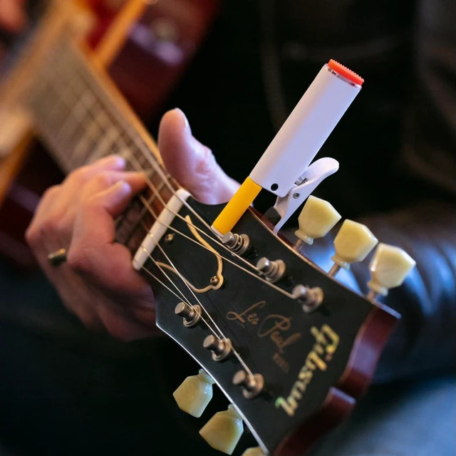 Alt view image 5 of 7 - Clip-On Guitar Tuner | Electric, Acoustic, and Bass Guitars, Ukuleles, USB C Rechargeable, Precision Tuning, Retro Rockstar Twist