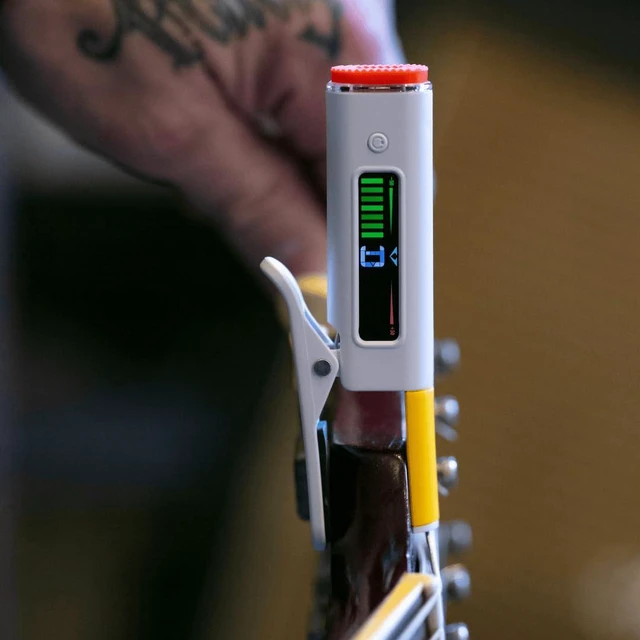 Alt view image 6 of 7 - Clip-On Guitar Tuner | Electric, Acoustic, and Bass Guitars, Ukuleles, USB C Rechargeable, Precision Tuning, Retro Rockstar Twist