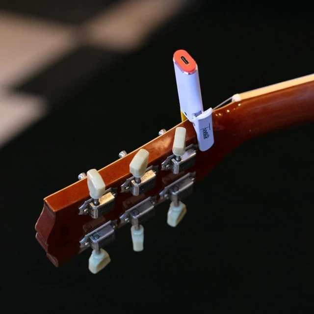 Alt view image 7 of 7 - Clip-On Guitar Tuner | Electric, Acoustic, and Bass Guitars, Ukuleles, USB C Rechargeable, Precision Tuning, Retro Rockstar Twist