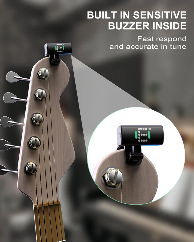 Alt view image 2 of 7 - Guitar Tuner, Guitar Tuner Clip on-Accurate Chromatic, Bass Guitar Tuner with LED Display for Acoustic Guitar, Electric Guitar, Mandolin, Banjo, Ukulele, Violin Tuner Clip on 1 Pack