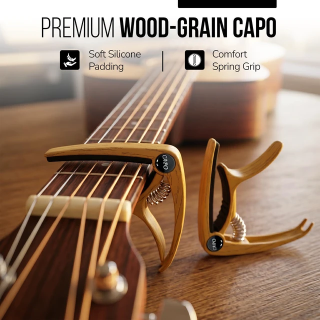 Alt view image 4 of 7 - Acoustic Guitar Accessories Kit - Gifts for Guitar Players, USB-C Tuner, Capo, Denim Strap & More