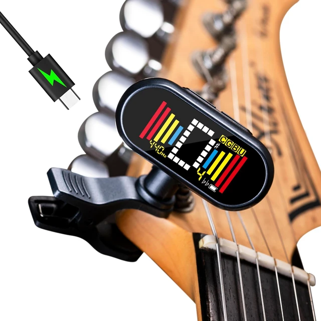 Main image of Rechargeable Clip-on Tuner for Guitar Bass Ukulele with Chromatic Mode