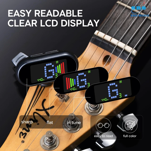 Alt view image 4 of 7 - Rechargeable Clip-on Tuner for Guitar Bass Ukulele with Chromatic Mode