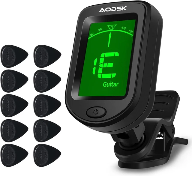 Main image of Clip-on Guitar Tuner Accurate Chromatic for String Instrument | Digital Electronic Tuner,Large Clear LCD Display,Rotatable,Suitable for Acoustic Guitar,Ukulele,Bass,Violin,10 Guitar Picks