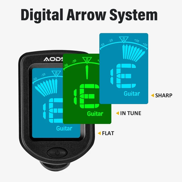 Alt view image 2 of 6 - Clip-on Guitar Tuner Accurate Chromatic for String Instrument | Digital Electronic Tuner,Large Clear LCD Display,Rotatable,Suitable for Acoustic Guitar,Ukulele,Bass,Violin,10 Guitar Picks
