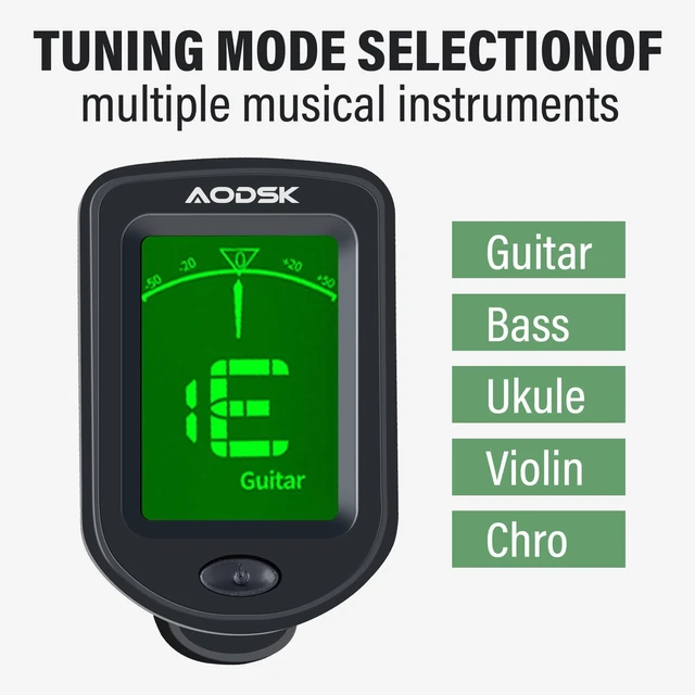 Alt view image 3 of 6 - Clip-on Guitar Tuner Accurate Chromatic for String Instrument | Digital Electronic Tuner,Large Clear LCD Display,Rotatable,Suitable for Acoustic Guitar,Ukulele,Bass,Violin,10 Guitar Picks