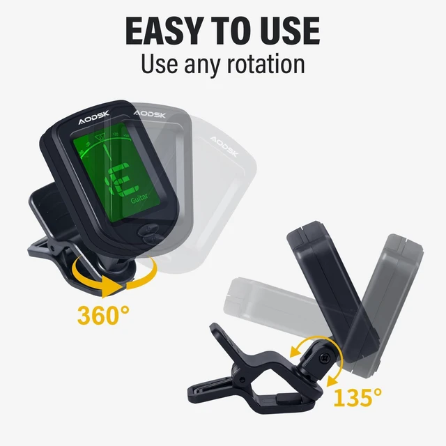 Alt view image 4 of 6 - Clip-on Guitar Tuner Accurate Chromatic for String Instrument | Digital Electronic Tuner,Large Clear LCD Display,Rotatable,Suitable for Acoustic Guitar,Ukulele,Bass,Violin,10 Guitar Picks