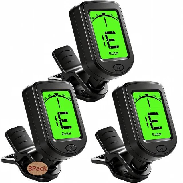 Main image of Guitar Tuner Clip On 3 Pack Tuners for Acoustic Electric Guitar Bass Ukulele Violin banjo Tuning