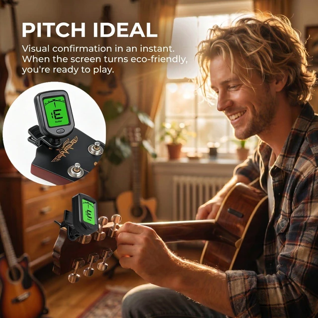 Alt view image 5 of 7 - Guitar Tuner Clip On 3 Pack Tuners for Acoustic Electric Guitar Bass Ukulele Violin banjo Tuning