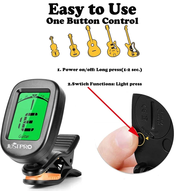 Alt view image 3 of 7 - Guitar Tuner Clip on with Chromatic Tuning Modes, Guitar Tuner for Acoustic/Electric Guitar, Ukulele, Violin, Bass, Banjo