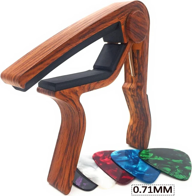 Alt view image 2 of 7 - Guitar Capo for Acoustic Electric Guitars-Rosewood Color with 5 Picks