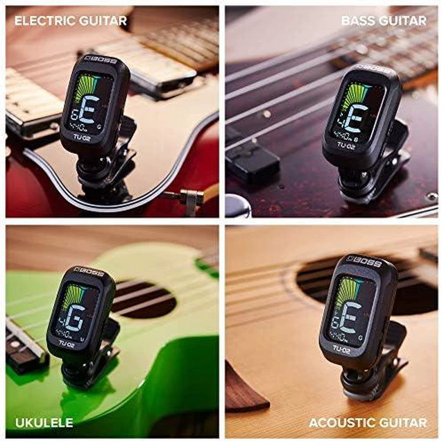 Alt view image 2 of 4 - TU-02 Chromatic Clip-On Tuner for Guitar, Bass and Ukulele | Reliable and Precise Battery Powered Tuner with High-Contrast Color Display and BOSS Warranty