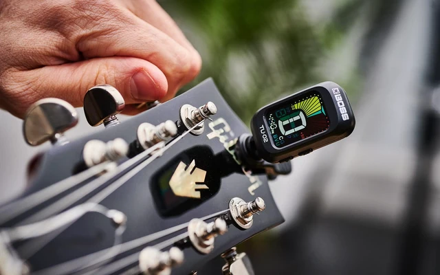Alt view image 3 of 4 - TU-02 Chromatic Clip-On Tuner for Guitar, Bass and Ukulele | Reliable and Precise Battery Powered Tuner with High-Contrast Color Display and BOSS Warranty