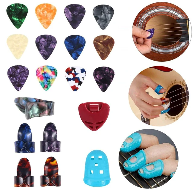 Alt view image 6 of 6 - 60PCS Acoustic Guitar Accessories Kit Including Guitar Strings, Tuner, Capo, 3-in-1 Restring Tool, Pick Holder, Bridge Pins, Nuts & Saddles, Finger Protector, Finger Picks, Fretboard Stickers