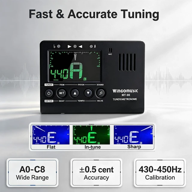 Alt view image 3 of 7 - Digital Metronome Tuner 3in1 for Chromatic/Guitar/Bass/Ukulele/Violin | Pickup & Battery Included, Easy to Use for Practice