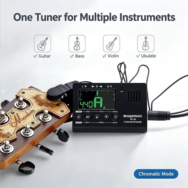 Alt view image 2 of 7 - Digital Metronome Tuner 3in1 for Chromatic/Guitar/Bass/Ukulele/Violin | Pickup & Battery Included, Easy to Use for Practice