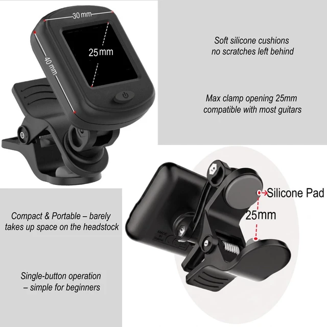 Alt view image 5 of 7 - Rechargeable Clip-on Tuner for Acoustic Guitar & Ukulele,Easy for Beginners |Clear Color Display,Tuning accuracy:±0.5cent,Standard A4: 440Hz,Chromatic Tuner for Bass Mandolin Banjo,Type-C Not Included