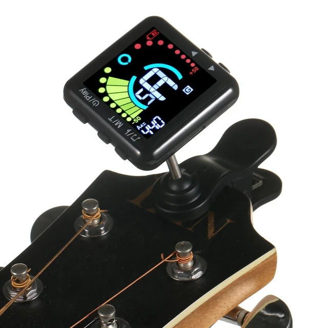 Alt view image 2 of 7 - Guitar Tuner Rechargeable, Clip On Tuner with LCD Color Display with Guitar, Ukulele, Violin and Chromatic Tuning Modes, Professional Electric Guitar Tuner & Metronome for All Stringed Instruments