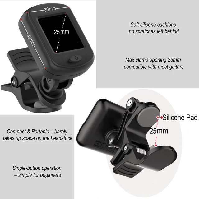 Alt view image 7 of 7 - Rechargeable Clip On Tuner for Guitar Ukulele Violin Banjo Bass Mandolin etc,440Hz Chromatic Tuner with Precise Tuning & Colorful Display,Easy to Ues for Beginners(Type-C cable not included)