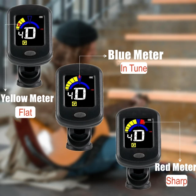Alt view image 6 of 7 - Rechargeable Clip On Tuner for Guitar Ukulele Violin Banjo Bass Mandolin etc,440Hz Chromatic Tuner with Precise Tuning & Colorful Display,Easy to Ues for Beginners(Type-C cable not included)