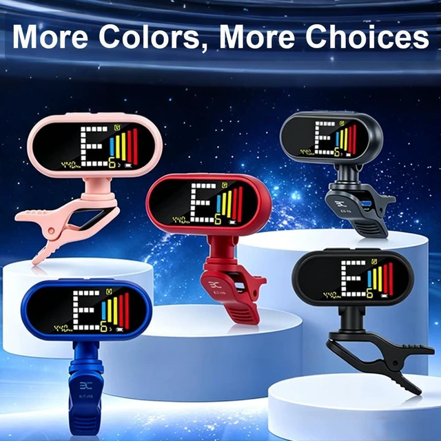 Alt view image 4 of 7 - USB-C Rechargeable Guitar Tuner Clip On, ±1 Cent Accurate Guitar Tuner with 1.97" Large Color LCD Screen, Chromatic Tuner for Acoustic/Electric Guitar Bass Ukulele Violin, 360°Rotating Clip