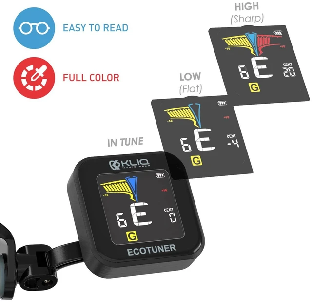 Alt view image 4 of 7 - EcoTuner Clip On Guitar Tuner -Multi-Instrument Clip-On Tuner | Fast Accurate Chromatic Tuner for Acoustic Electric Guitar, Bass, Ukulele, Violin, Mandolin, Banjo
