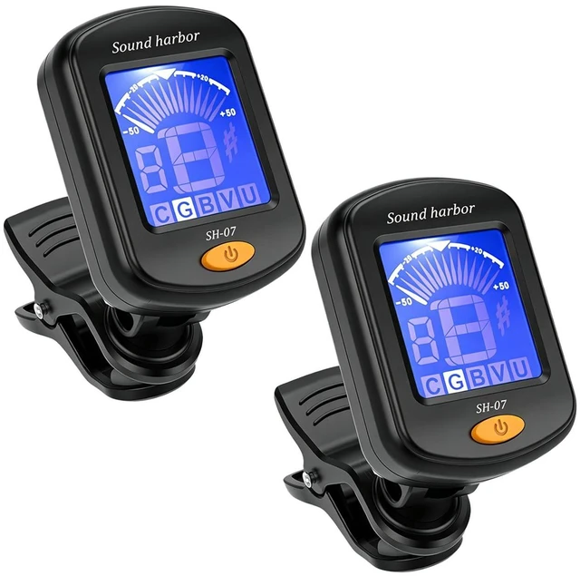 Main image of Guitar Tuner,Clip-On Tuner Model SH-07 Tuners,for Acoustic Electric Guitar, Bass, Ukulele, Violin,banjo Tuning (Black, 2-Pack Tunrer)