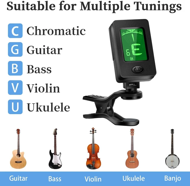 Alt view image 4 of 7 - Guitar Capo, Guitar Picks, Guitar Accessories with Tuner, Capo for Acoustic Guitar, Bass, Buzzing-Free, Quick Release, Tuner Clip on for Guitar, Violin, Bass, Ukulele Chromatic, Rosewood