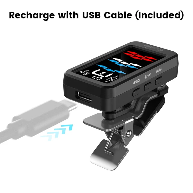 Alt view image 4 of 6 - WST-905Li Rechargeable Clip-On Guitar Tuner,4 Display Modes, ±1 cent High Degree of Accuracy, 5 Tuning Modes for All Instruments, Rechargeable Battery