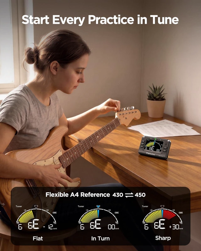 Alt view image 5 of 7 - MT-41 Rechargeable Digital Metronome Tuner 3-In-1 Many Instruments | Timer Function, Large Display, Easy to Use, Compatible with Guitar, Bass, Violin, Ukulele