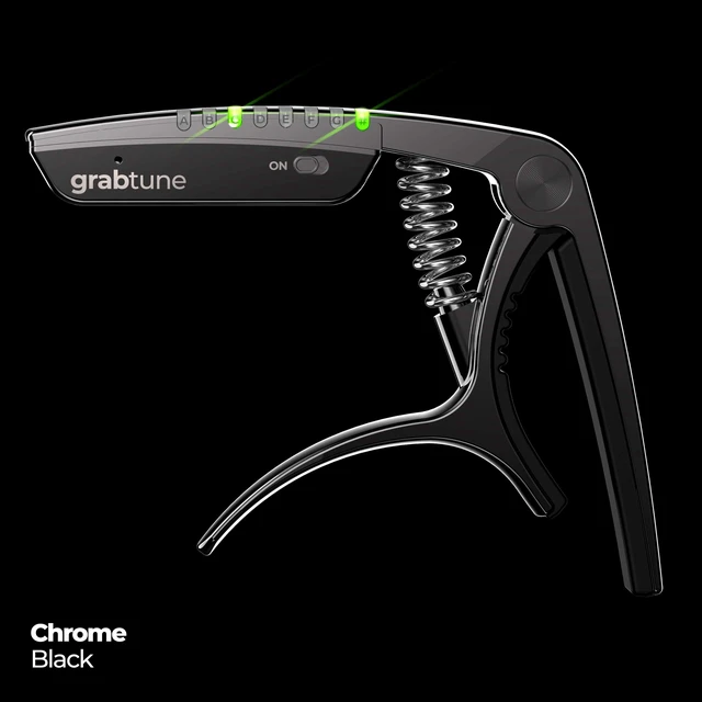 Alt view image 2 of 6 - Grabtune Acoustic Guitar Capo-Tuner | 2 In 1 Equipment | Precise and Accurate Tuning System | Full Color LED Edge Lighting Display | USB Rechargeable Battery | Chrome Plating (Black)