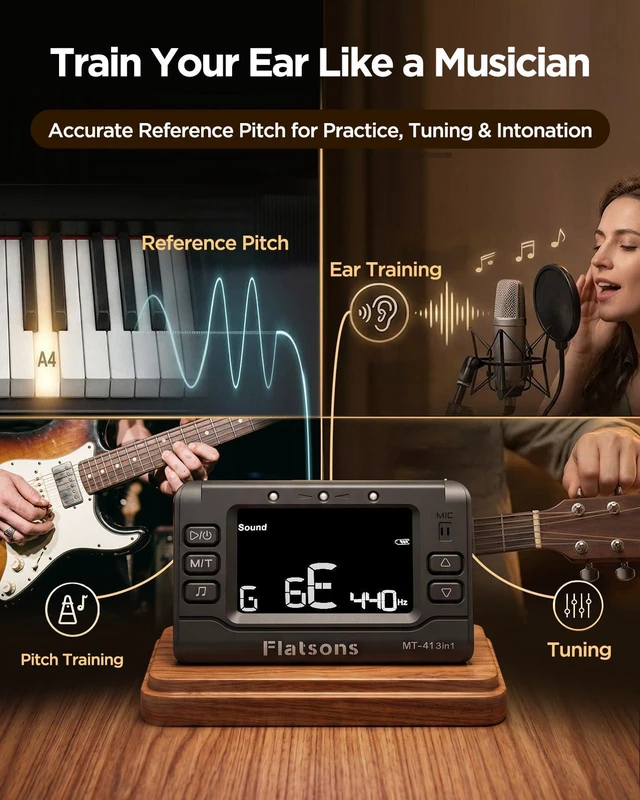 Alt view image 6 of 7 - MT-41 Rechargeable Digital Metronome Tuner 3-In-1 Many Instruments | Timer Function, Large Display, Easy to Use, Compatible with Guitar, Bass, Violin, Ukulele