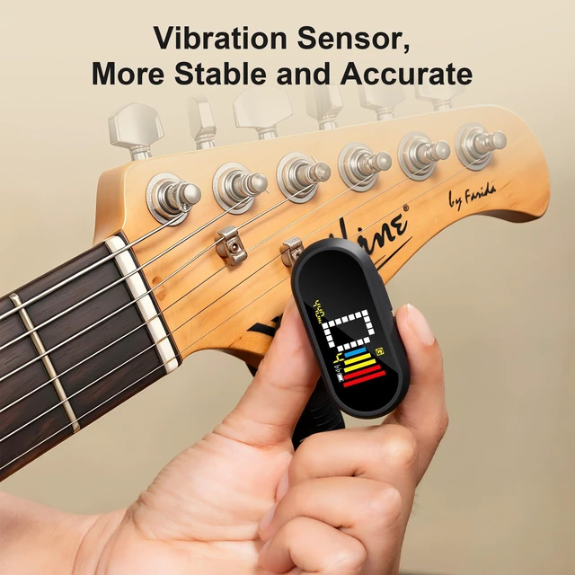 Alt view image 7 of 7 - Rechargeable Clip-on Tuner for Acoustic Guitar Electric Bass Ukulele with Chromatic Mode, Matt Black