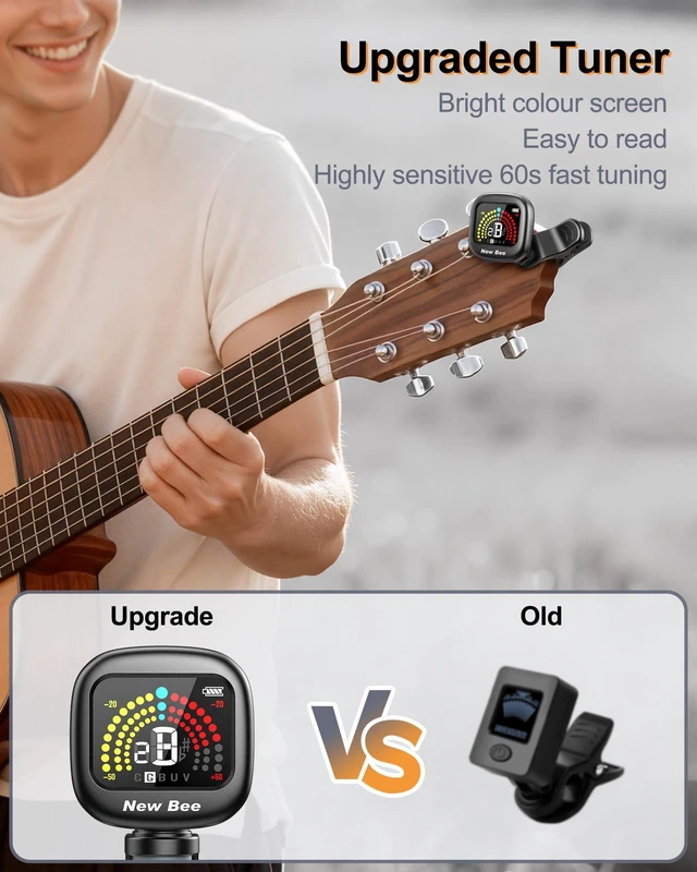 Alt view image 4 of 7 - Guitar Tuner Rechargeable, Color Screen Clip On Tuner | 360° Rotatable, Fast & Accurate Chromatic Tuning, for Guitar, Bass, Ukulele, Violin, Cello