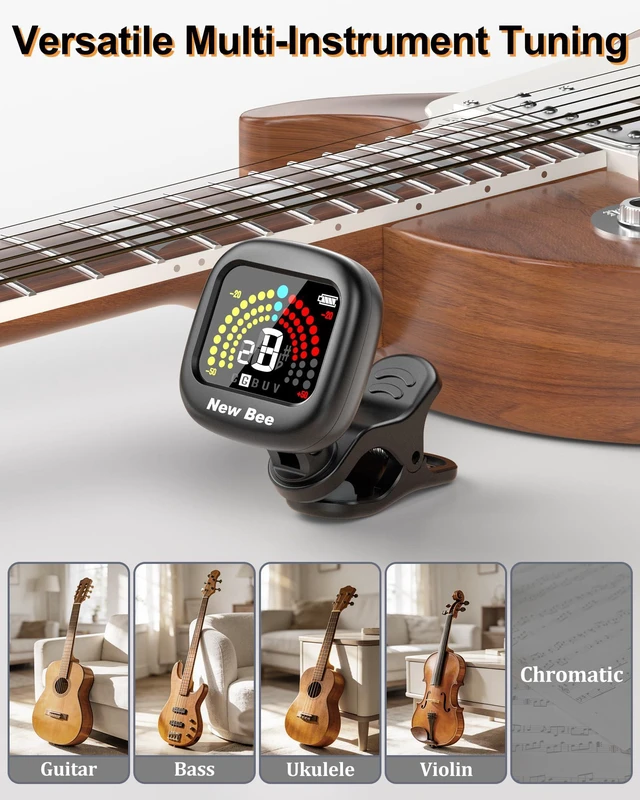 Alt view image 3 of 7 - Guitar Tuner Rechargeable, Color Screen Clip On Tuner | 360° Rotatable, Fast & Accurate Chromatic Tuning, for Guitar, Bass, Ukulele, Violin, Cello