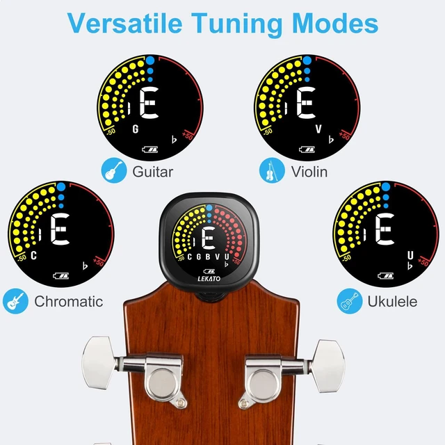 Alt view image 6 of 7 - Guitar Tuner Rechargeable, Tuner Clip On for Guitar, Bass, Chromatic, Ukulele,Violin Tuner, Fast Accuratie Tuning, Super Bright Display to Read, for Professional/Beginners